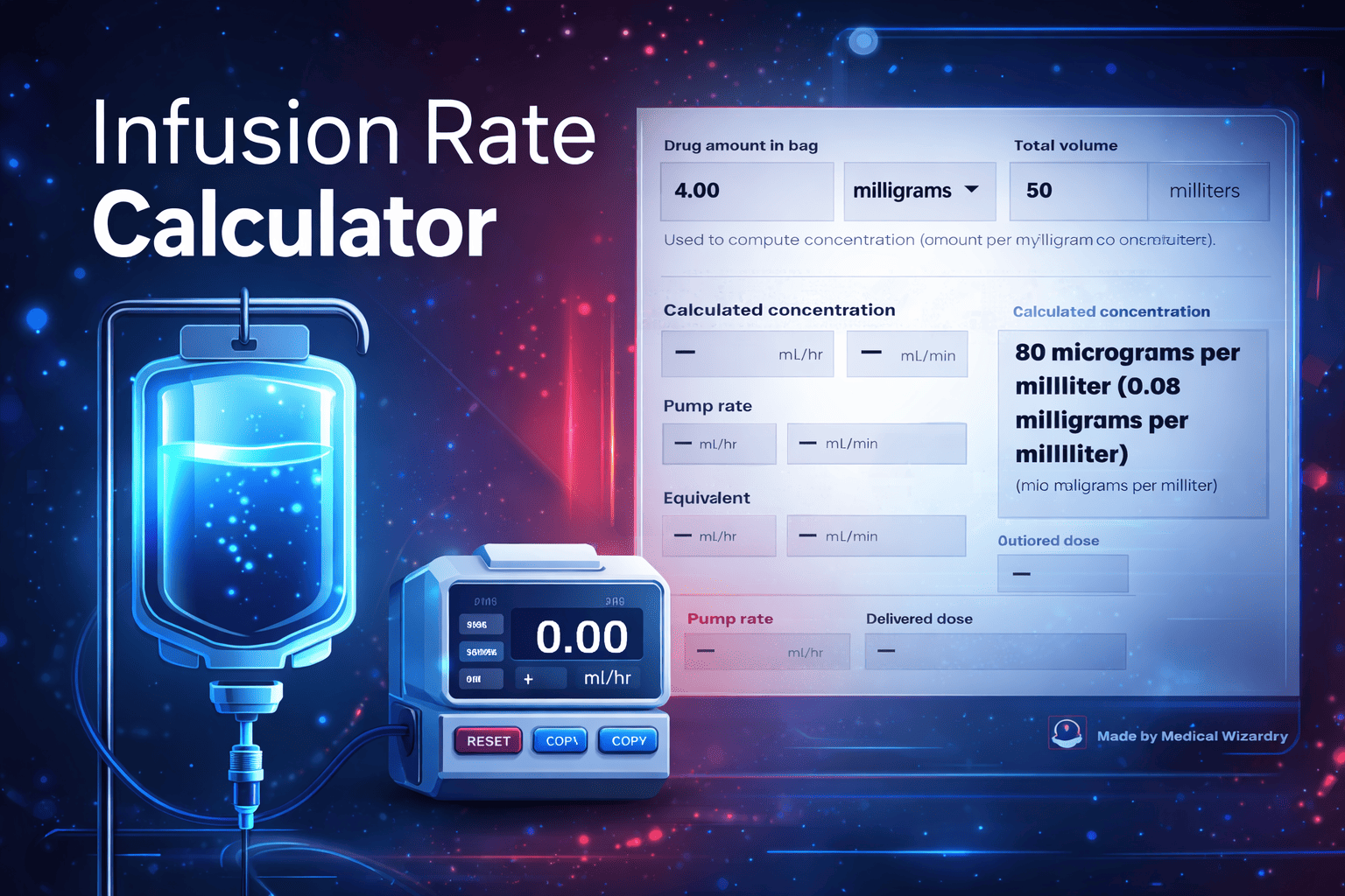 Drug infusion rate calculator